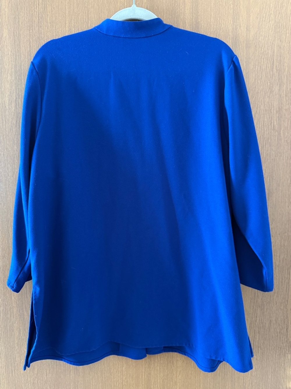 Susan Graver Blue Button‑Front Top – Mandarin Collar, Size Large - Picture 5 of 5